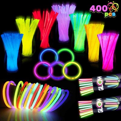Joyfy 400 Pcs Sticks Bulk 8in Bracelets Necklaces light in the Dark Super Bright Light Up Party Favors Neon Party Supplies Halloween Christmas Easter