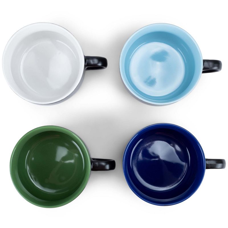Elanze Designs Large Color Pop 24 ounce Ceramic Jumbo Soup Mugs Set of 4, Blue Green White, 4 of 6