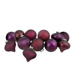 Northlight Finial and Glass Ball Christmas Ornaments - Burgundy and Purple - Set of 9 - 1 of 3