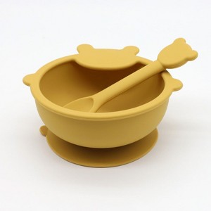 MyKids-USA Baby Cartoon Bear Shape Complementary Food Training Silicone Bowl With Spoon Sets - 1 of 2