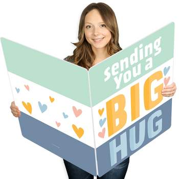 Big Dot of Happiness Sending You a Big Hug - Encouragement Thinking of you Giant Greeting Card - Big Shaped Jumborific Card - 16.5 x 22 inches
