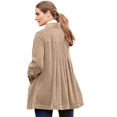 Woman Within Women's Plus Size Pleat-Back Corduroy Jacket