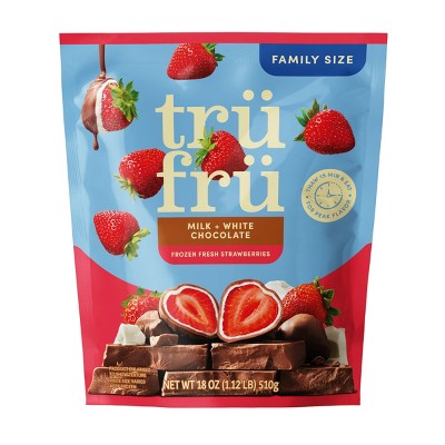 Tru Fru Frozen Fresh Strawberries in Milk and White Chocolate - 18oz