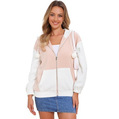 Jess by Meiko Women's Oversized Pom Pom Zipper Hoodie