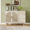 Okak Modern Bedroom Dressers with 2 Rattan Door 3 Drawer,Chest of Drawers for Living Room Bedroom,Entryway Study,Wooden Dresser Cabinet - 2 of 4