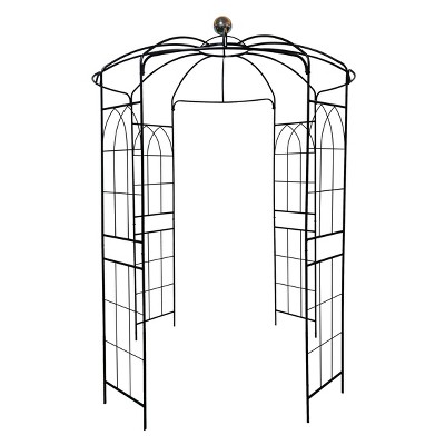 Gulches Metal Garden Arch Iron Garden Arbors Gazebo Dia 81.3'' x 114.2'' High Birdcage Shape Pergola Pavilion for Wedding Ceremony Cream White