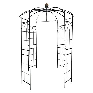 Gulches Metal Garden Arch Iron Garden Arbors Gazebo Dia 81.3'' x 114.2'' High Birdcage Shape Pergola Pavilion for Wedding Ceremony Cream White - 1 of 4