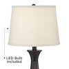 Regency Hill Traditional Table Lamps 25" High Set of 2 with Hotel Style USB Charging Port LED Bronze Oatmeal Shade Touch On Off Living Room Bedroom - 3 of 4