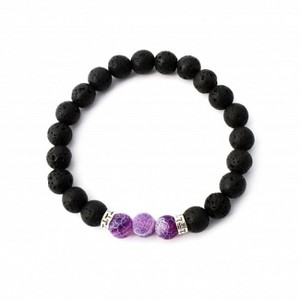 Plantlife Aromatherapy Bracelet - Frosted Purple Agate Stretch, Lava Rock & Natural Stone Jewelry for Essential Oil Diffusion & Wellness - 1 of 1
