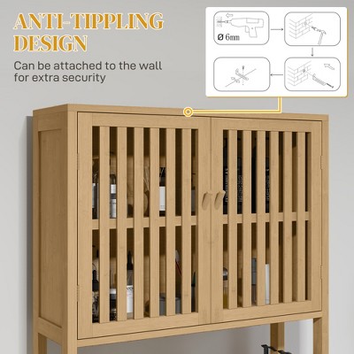 Natural Bamboo Over-the-Toilet Storage Cabinet with Adjustable Shelves