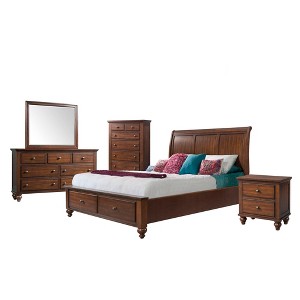 5pc Channing Queen Storage Bedroom Set Cherry - Picket House Furnishings