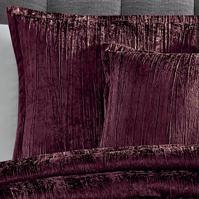 Plum Velvet Queen Comforter Set with Decorative Pillows
