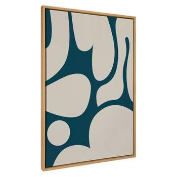 Kate & Laurel All Things Decor 31.5"x41.5" Sylvie Groovy Happy Abstract Teal and Tan Framed Wall Art by The Creative Bunch Studio Natural