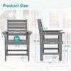 Arceso 18 Inch Outdoor Dining Chair Set of 2, HDPE Weather Patio Dining Chairs, Heavy Duty Outdoor Chairs with Armrest - 2 of 4