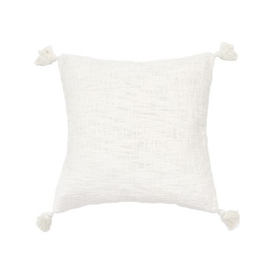 C&F Home Anna Cream Solid Square Woven Square Accent Pillow, 18" x 18"