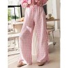 Women Everyday Checked Elastic Waist Side Strape Bowtie Casual Loungewear Pants IRIS FASHION - 3 of 4