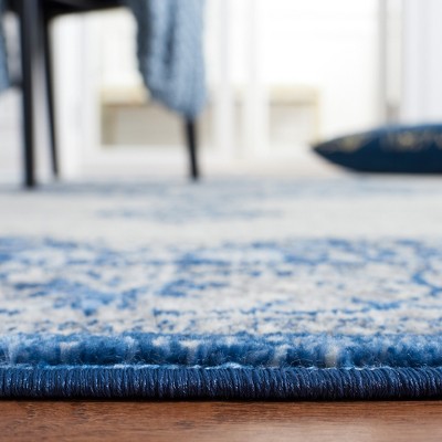 Brentwood Blue and Ivory Square Synthetic Area Rug