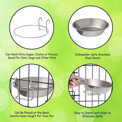Stainless Steel Elevated Hanging Pet Bowls Set of 2