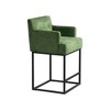 Alilang 20.87 inch Modern Upholstered Counter Chair with Armrests and Metal Frame-Green - image 3 of 4