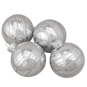 Northlight Set of 4 Silver Christmas Ball Ornaments 2.5" (67mm)