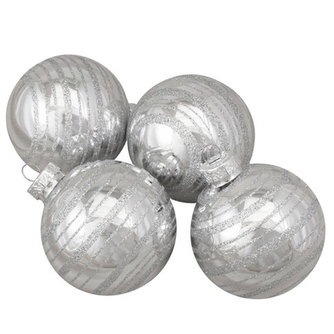 Northlight Set Of 4 Silver Christmas Ball Ornaments 2.5