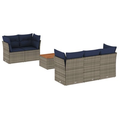 vidaXL 6 Piece Patio Sofa Set with Cushions - Gray