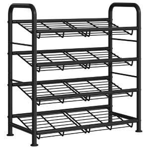 Stackable 4-Tier Metal Shoe Rack Organizer, Adjustable Slanted Shelves ...