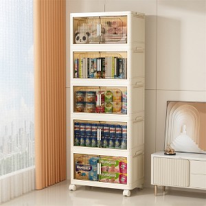 3 Tiers/4 Tiers/5 Tiers Stackable Storage Bins, Foldable Storage Containers With Magnetic Door, Storage Cabinet With Wheels For Closet Home Dorm - 1 of 4