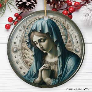 Holy Madonna Mary in Prayer Ceramic Ornament, Religious Painting Souvenir And Decor| OrnamentallyYou - 1 of 4