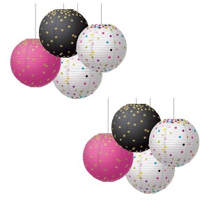 Teacher Created Resources® Gold Foil & Confetti 8" Hanging Paper Lanterns, 6 Per Pack, 2 Packs - 1 of 2