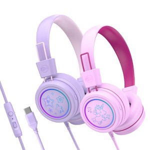 MEE audio KidJamz KJ55U (2 Pack) Safe Listening USB-C Headphones for Kids with LED Lights - 1 of 4