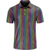 BLUEMING Mens Shirt Short Sleeve Polo Vintage Sequin Metallic 70s Outfits Party Costume Top - 3 of 4