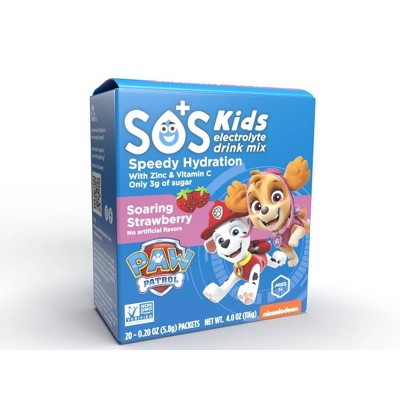 SOS Hydration PAW Patrol Electrolyte Drink Mix for Kids - Strawberry - 0.16oz/20pk