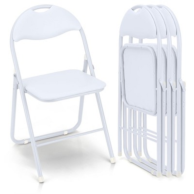 4 Pack Folding Chairs, Upholstered Foldable Metal Frame Chair with Cushion, Stackable Commercial Chair with Non-Slip Pads for Events