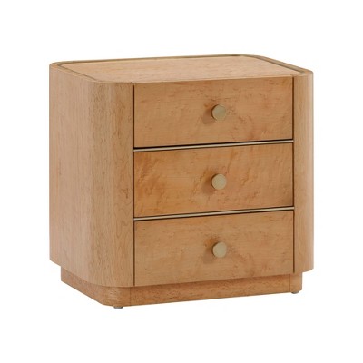 TOV Furniture Abigail 3 Drawer Nightstand in Natural Birdseye Maple