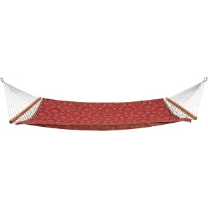 Northlight 82" x 55" Weather Resistant Red Bohemian Reversible Quilted Double Hammock - 1 of 4
