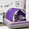 Infans Kids Dream Bed Tent, Portable Baby Playhouse Privacy Space Twin w/Double Net Curtain, Inner Pocket & Carrying Bag, Children Play Tent, Purple - 2 of 4