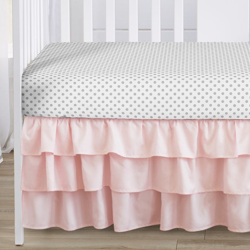 Sweet Jojo Designs Girl Baby Crib Bedding Set - Watercolor Floral Pink Grey White 4pc, 5 of 8