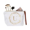 Gold Initial Personalized Makeup Bag for Women, Monogrammed Canvas Cosmetic Pouch (White, 10 x 3 x 6 In) - 4 of 4
