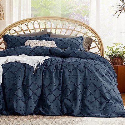 Bedsure | Solid Minimalist Embroidery Duvet Cover Set Cozy and Stylish Bedding Set