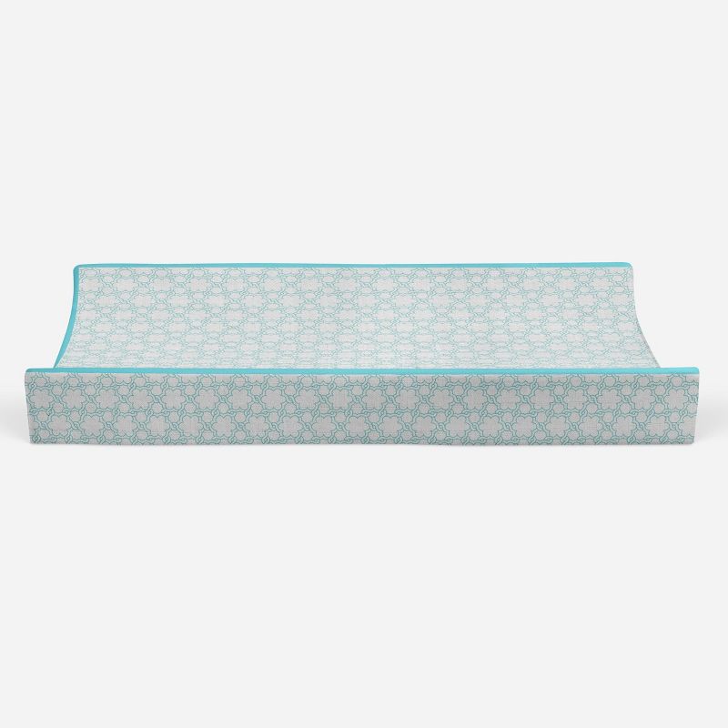 Bacati - Floral Quilted Muslin Changing Pad Cover Aqua, 5 of 10