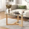 Wooakway Modern Round Coffee Table Cocktail Table with Tempered Glass Top - 4 of 4