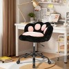 Vanity Chair with Wheels,Cute Cat Paw Office Chair with Back,360¡ãRotating Height Adjustable Armless Chair in Vibrant Color-Blocking,Small Desk Chair - 2 of 4