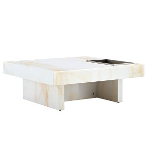 NicBex 12.00" H Square Coffee Table Center Dining Table with Imitation Marble Pattern Top for Living Room - 1 of 4