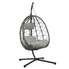 Skran Egg Chair with Stand Indoor Outdoor Swing Chair Patio Wicker Hanging Egg Chair Hanging Basket Chair with Stand - 2 of 4