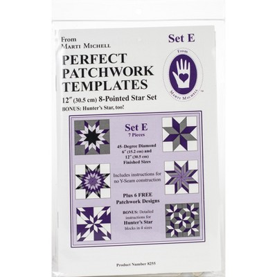 Marti Michell Perfect Patchwork Template-Set E - 8 Pointed Star Set 7/Pkg