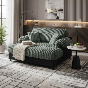 Polibi Cloud Chaise Lounge Sofa with Deep Seat and 2 Plush Pillows, Sage Green - 1 of 4