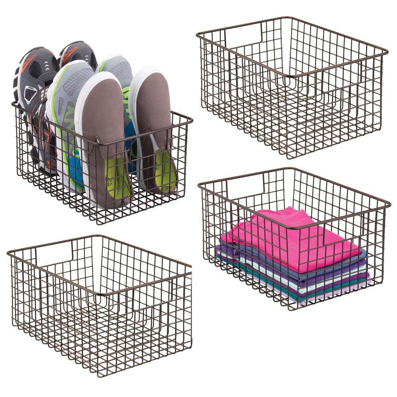 mDesign Metal Wire Closet Organizer Basket with Built-In Handles, 1 of 9