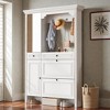Mshliw 54.7 Inch Hall Tree with Shoe Cabinet and Mirror Entryway Storage Bench with Flip Drawers Hooks and Cabinets for Living Room - 3 of 4