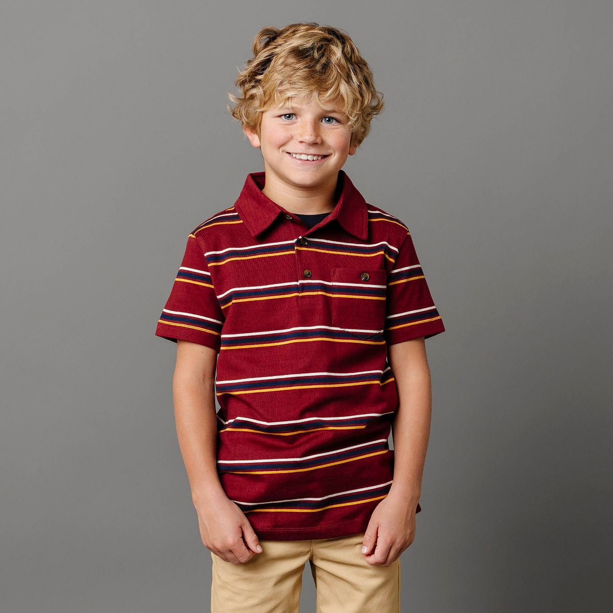 Hope & Henry Boys' Short Sleeve Jersey Polo, Kids - thumbnail 2